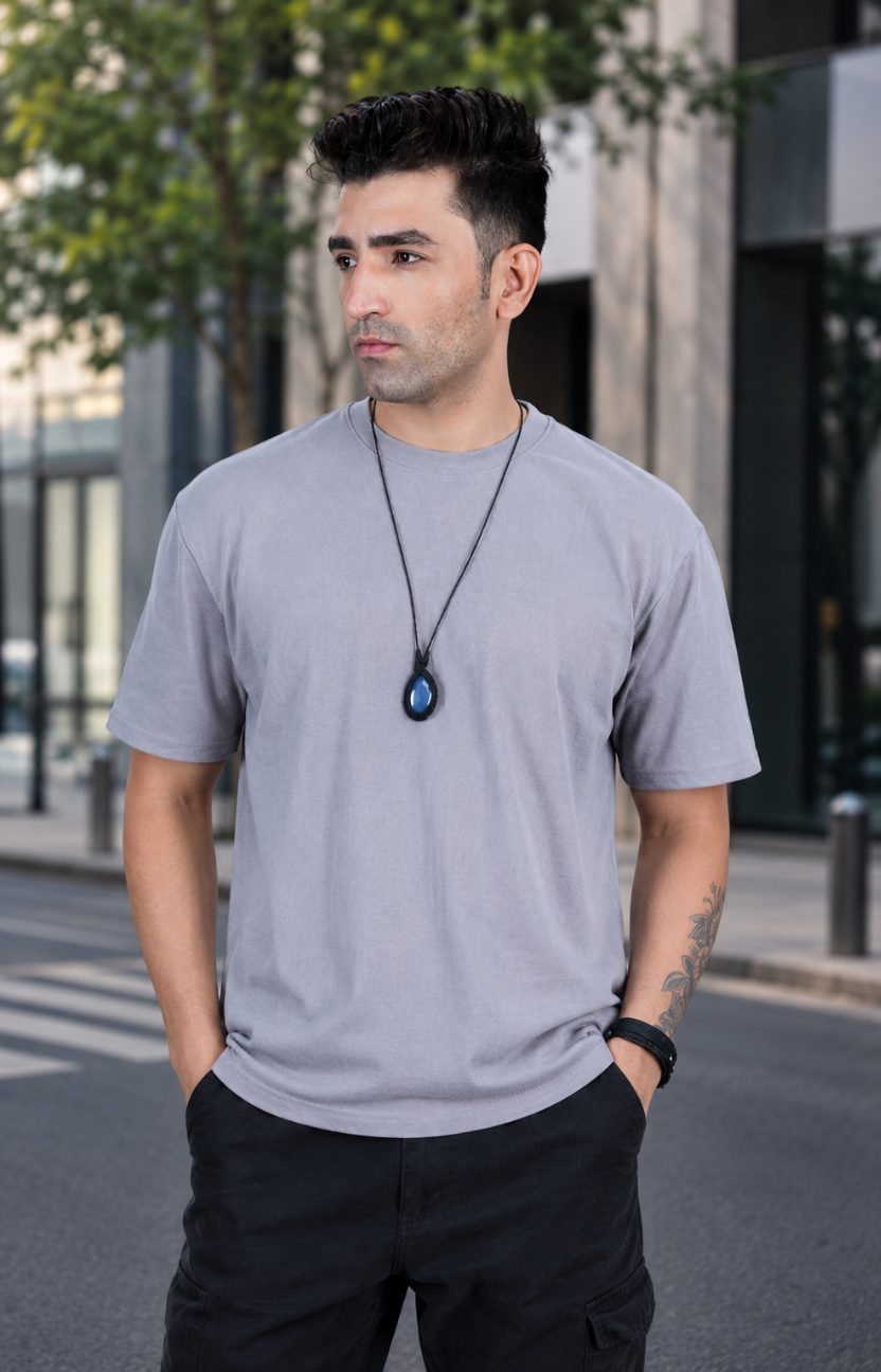Gray Waffle Knit Oversize T-shirt