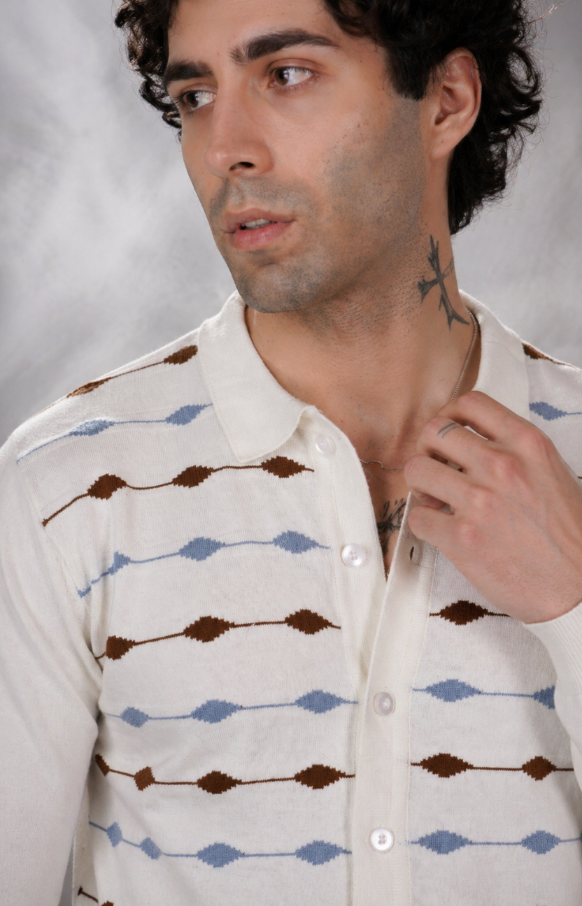 White Texture Knitted Shirt