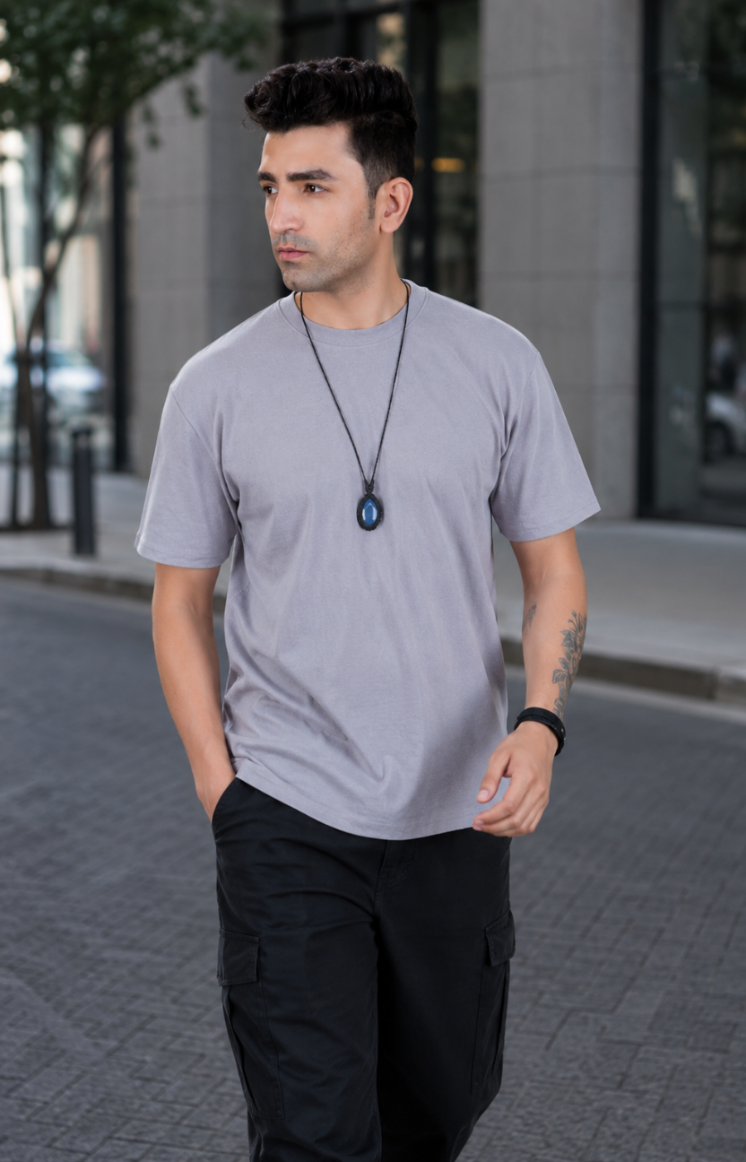 Gray Waffle Knit Oversize T-shirt