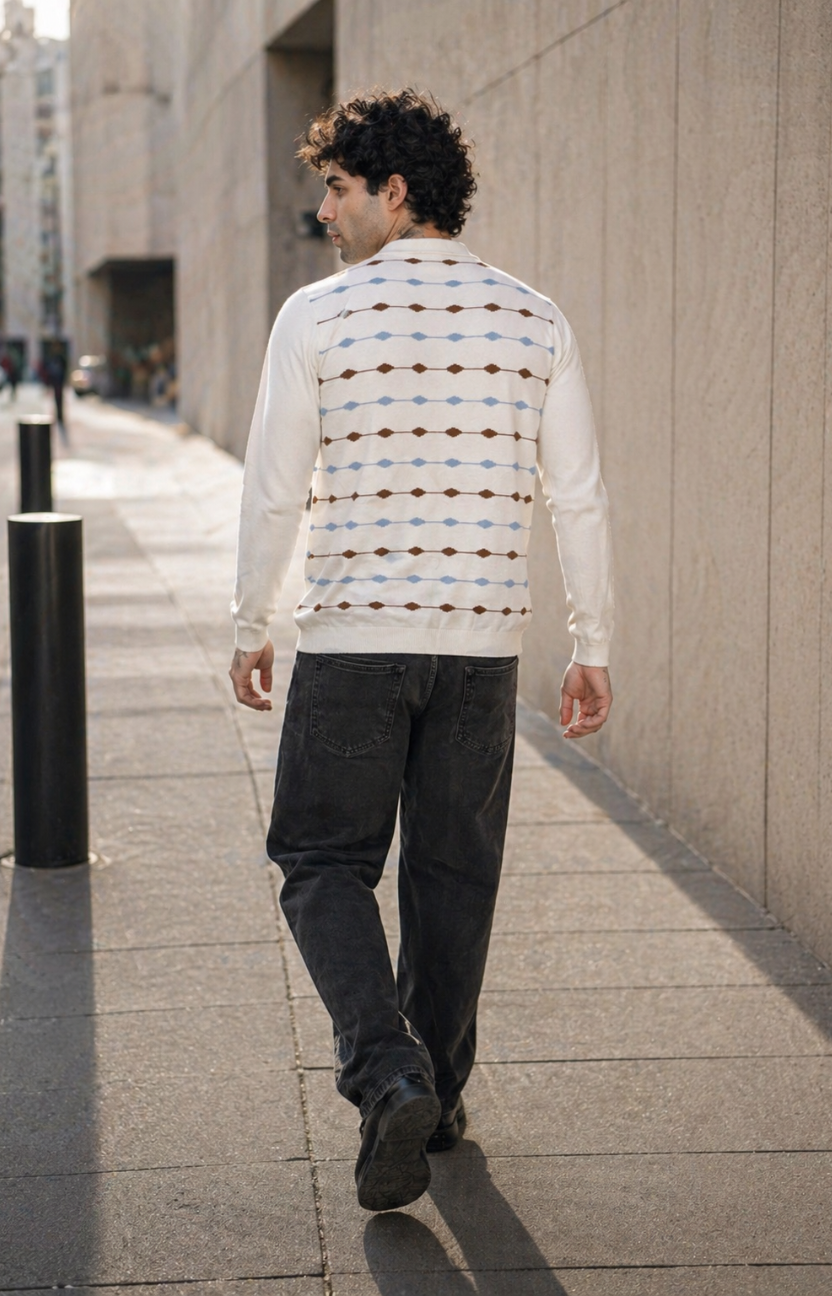 White Texture Knitted Shirt