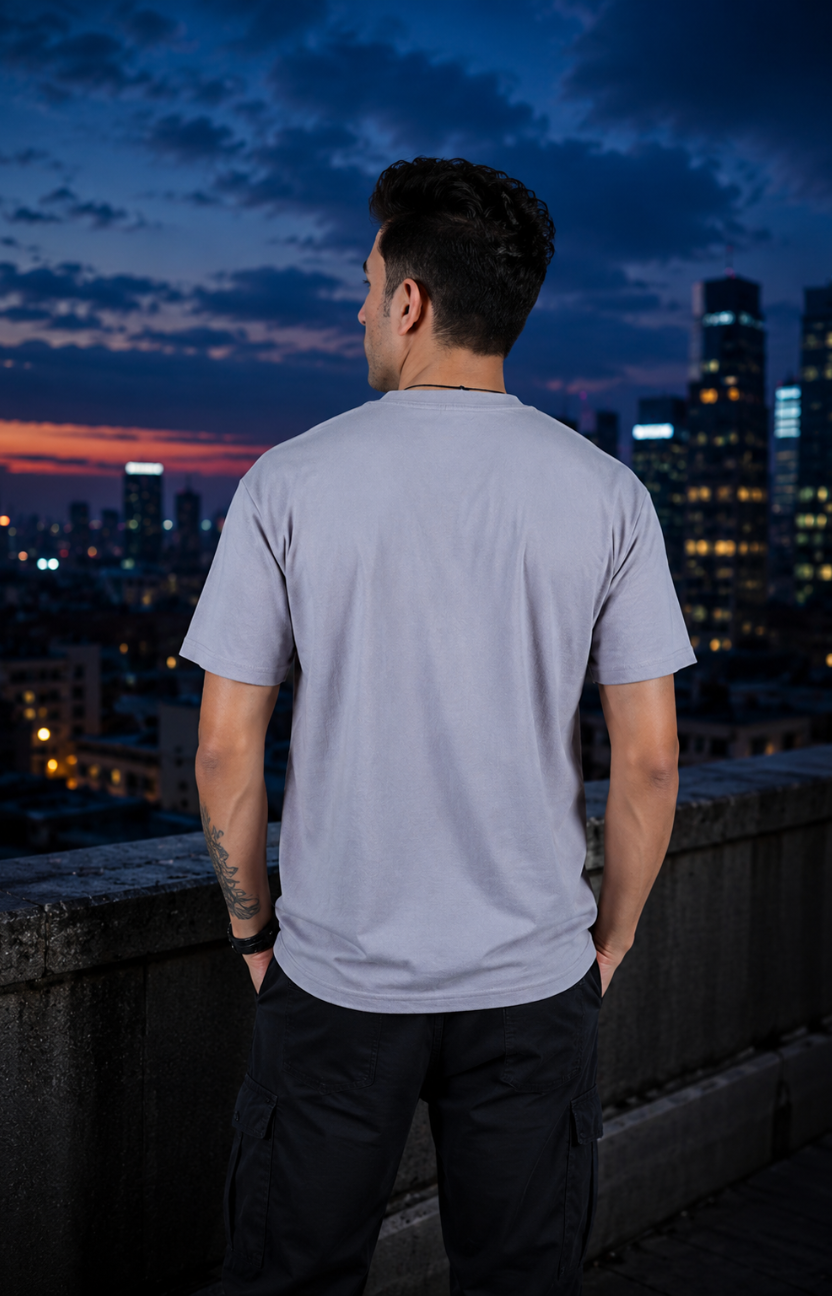 Gray Waffle Knit Oversize T-shirt