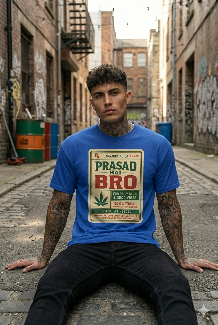 Pun Medicine Royal Blue Oversize T-shirt