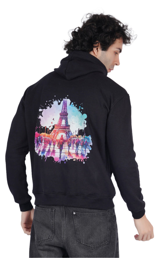 Paris Black Oversize Hoodie