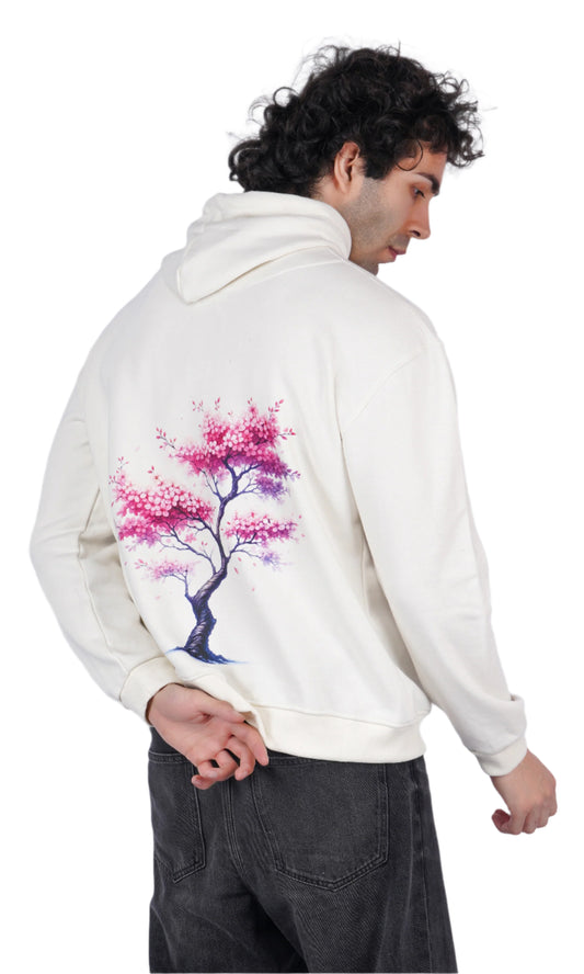 Cherry blossom white oversize hoodie