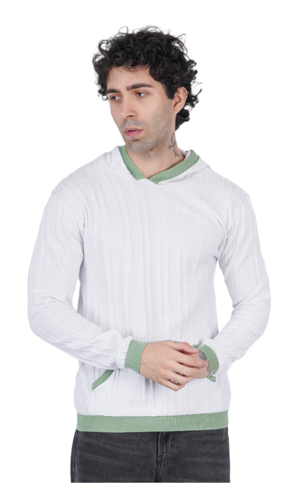 White Pistachio Knitted Hoodie