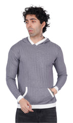 Gray Knitted Hoodie