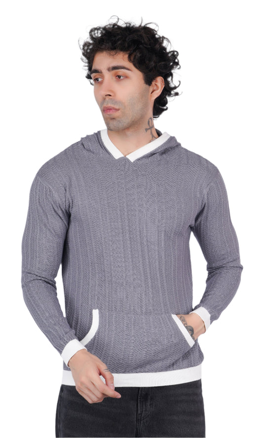 Gray Knitted Hoodie