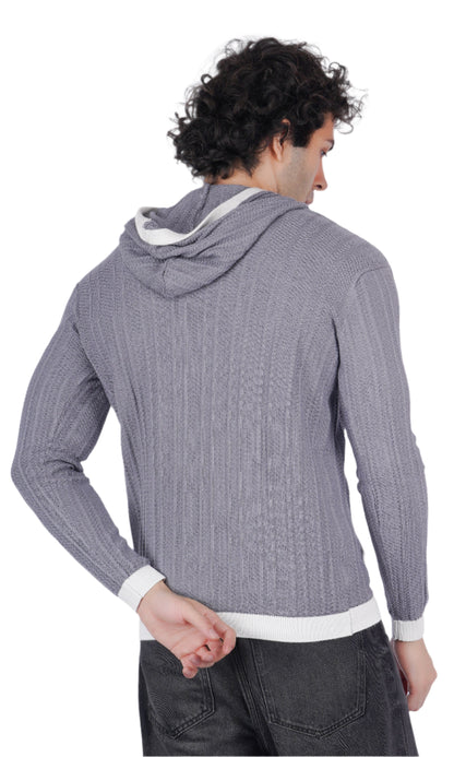 Gray Knitted Hoodie