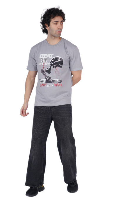 Beat the system Gray Oversize T-shirt