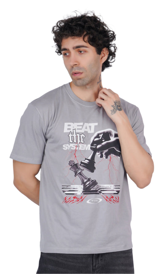 Beat the system Gray Oversize T-shirt