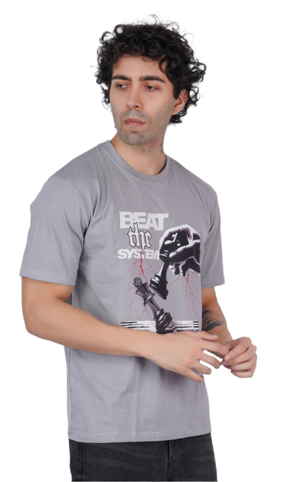 Beat the system Gray Oversize T-shirt
