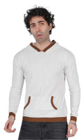 White Brown Knitted Hoodie