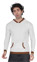 White Brown Knitted Hoodie