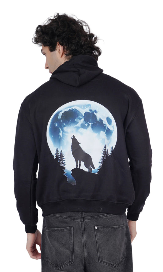Wolf Black Oversize Hoodie