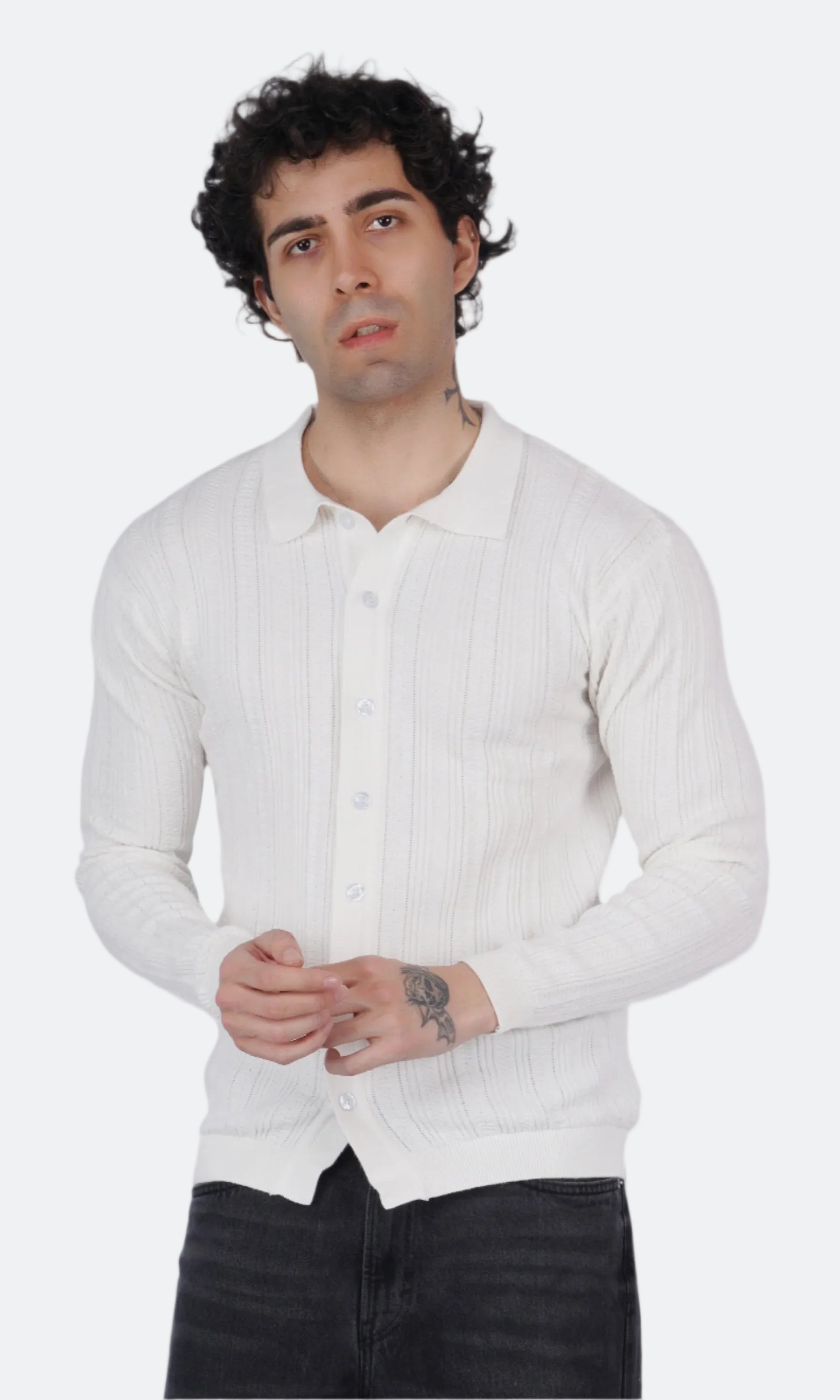 Pearl White Knitted Shirt