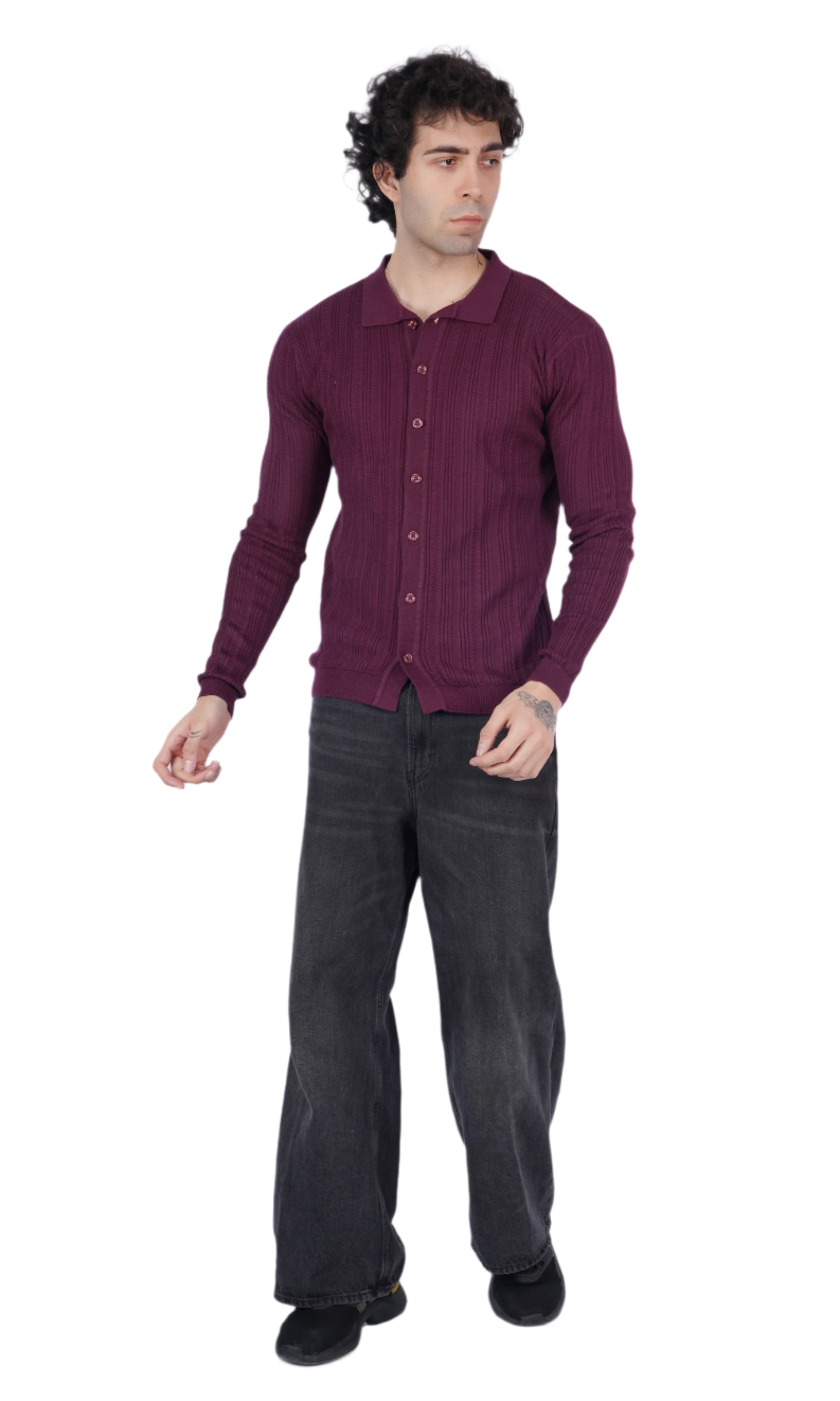 Wine Knitted Shirt