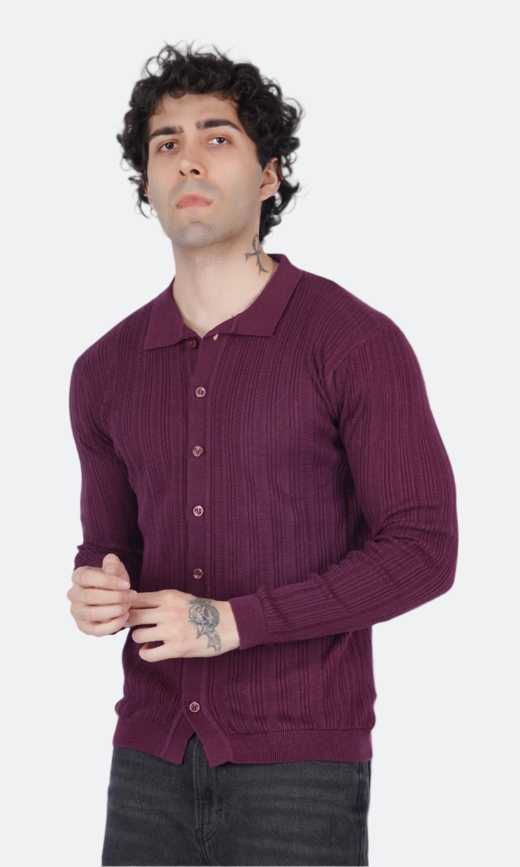 Wine Knitted Shirt