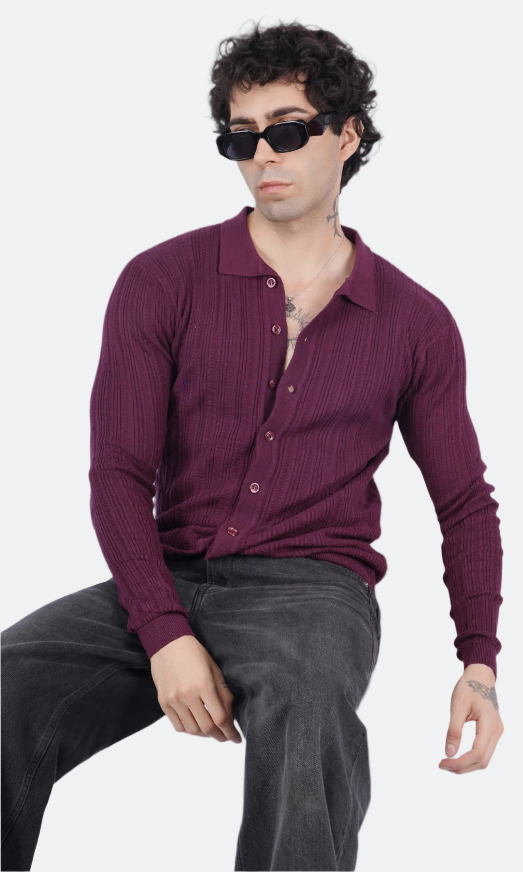 Wine Knitted Shirt