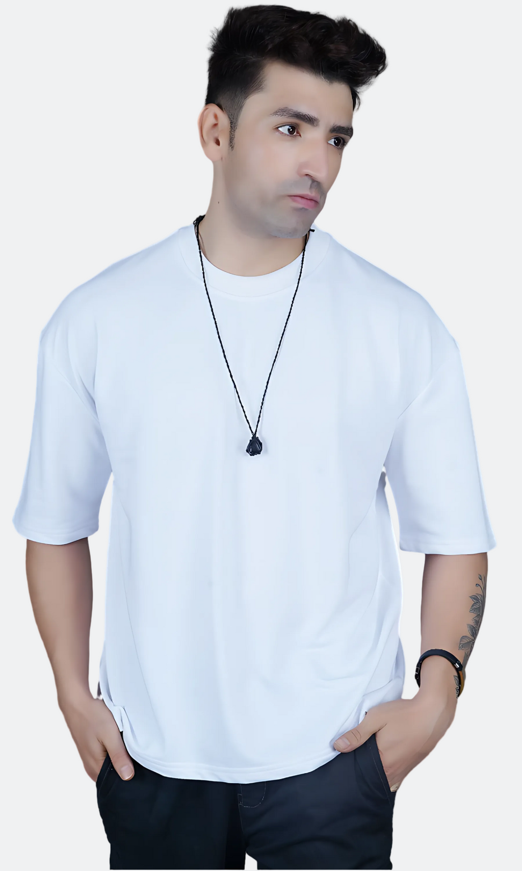 White Down Shoulder T-Shirt