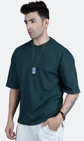 Dark Green Down Shoulder T-shirt