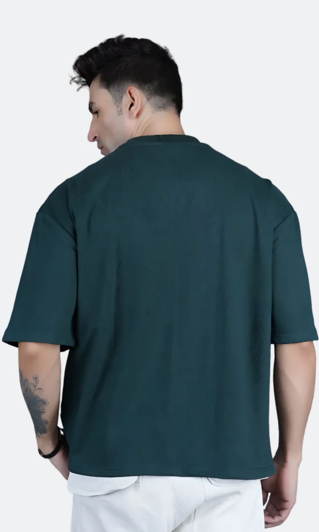 Dark Green Down Shoulder T-shirt