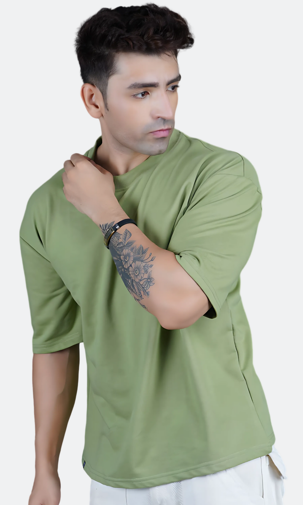 Light green Down Shoulder T-shirt