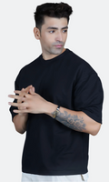 Black Down-Shoulder T-shirt