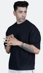 Black Down-Shoulder T-shirt