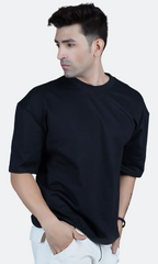 Black Down-Shoulder T-shirt