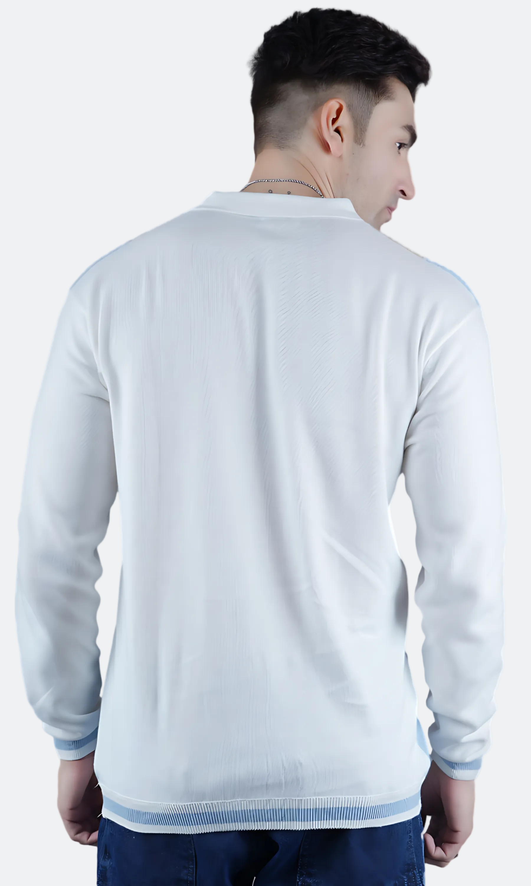 Stripes on White Knitted Shirt