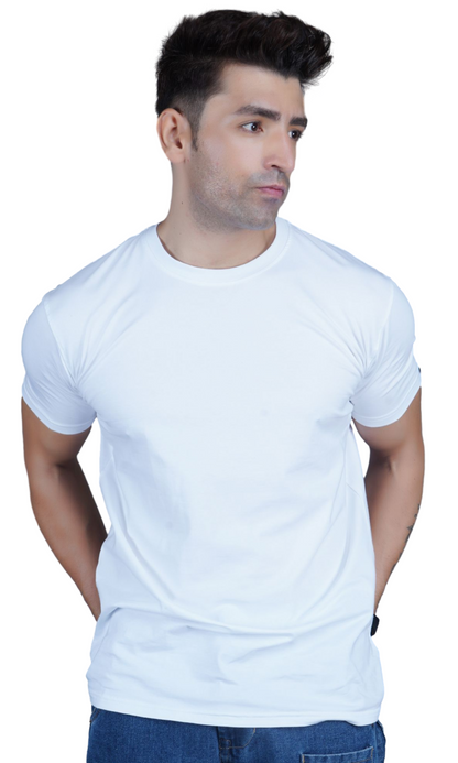 White Cotton Slim Fit T-shirt