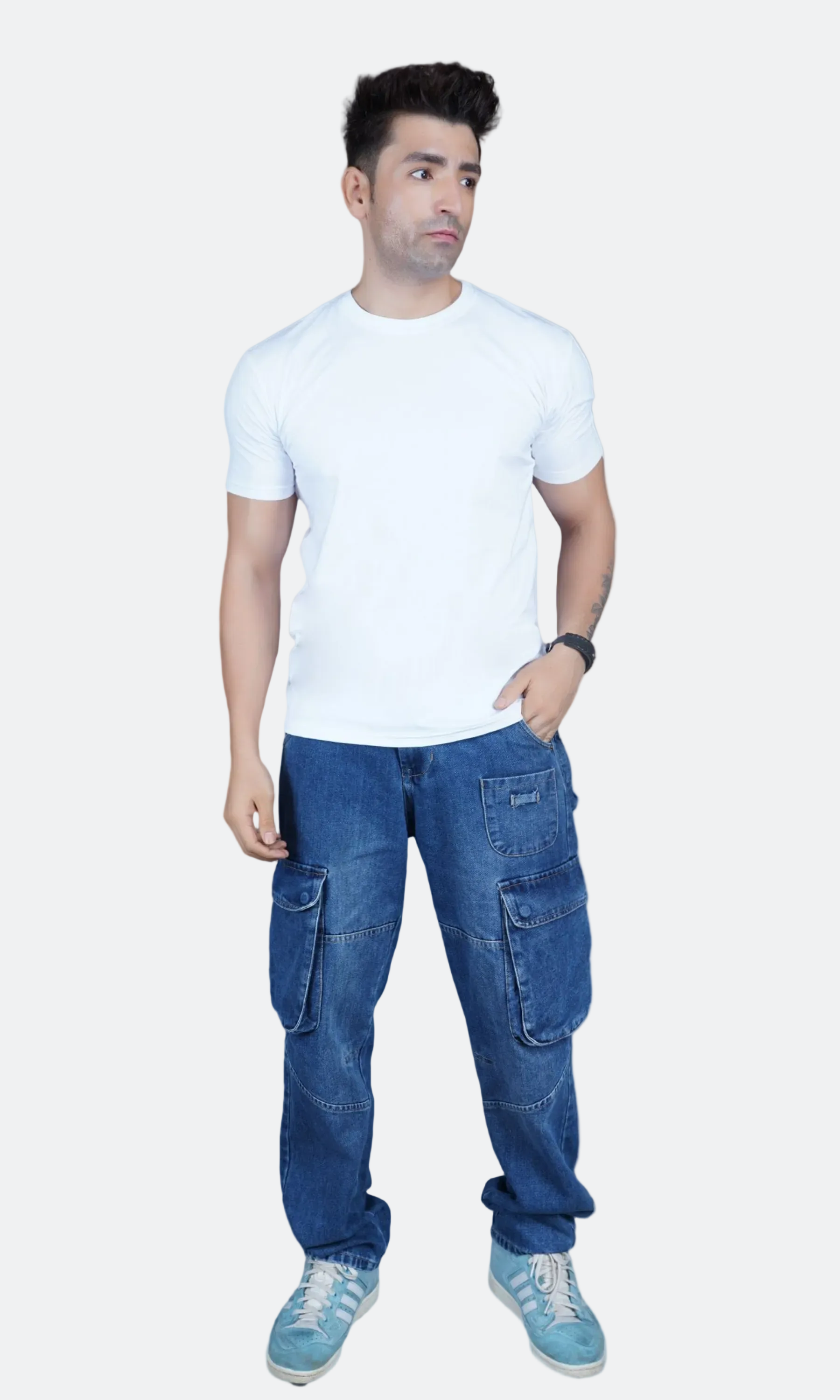 White Cotton Slim Fit T-shirt