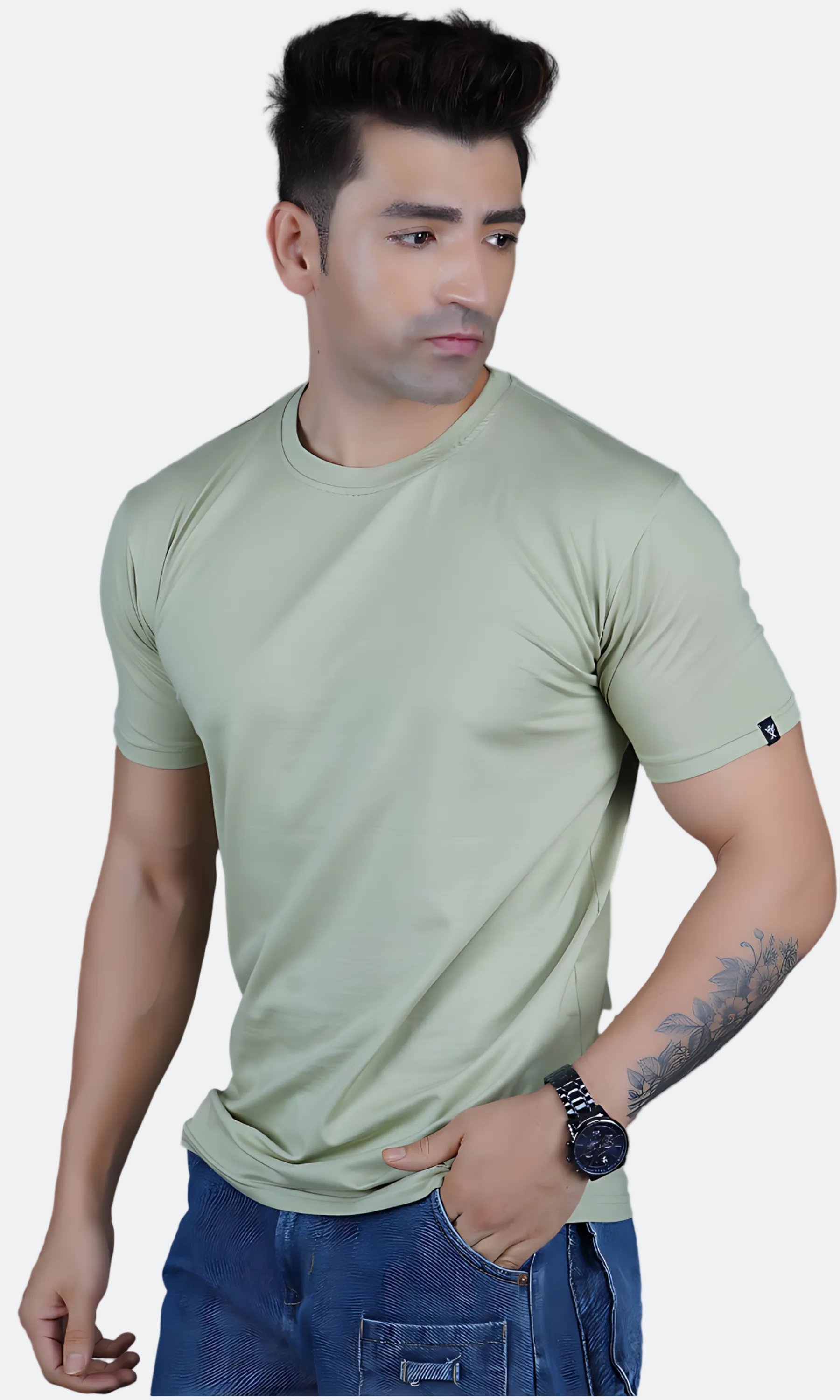 Pistachio Cotton Slim Fit T-shirt