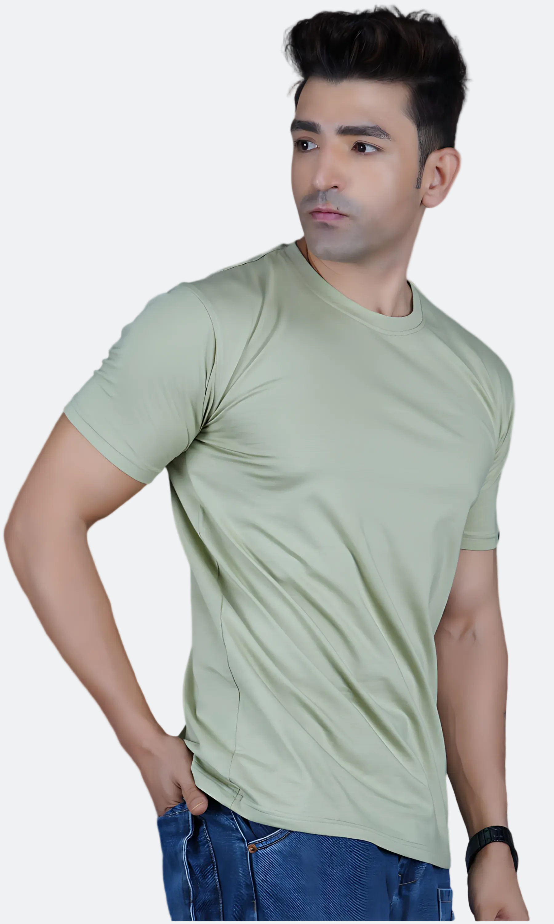 Pistachio Cotton Slim Fit T-shirt