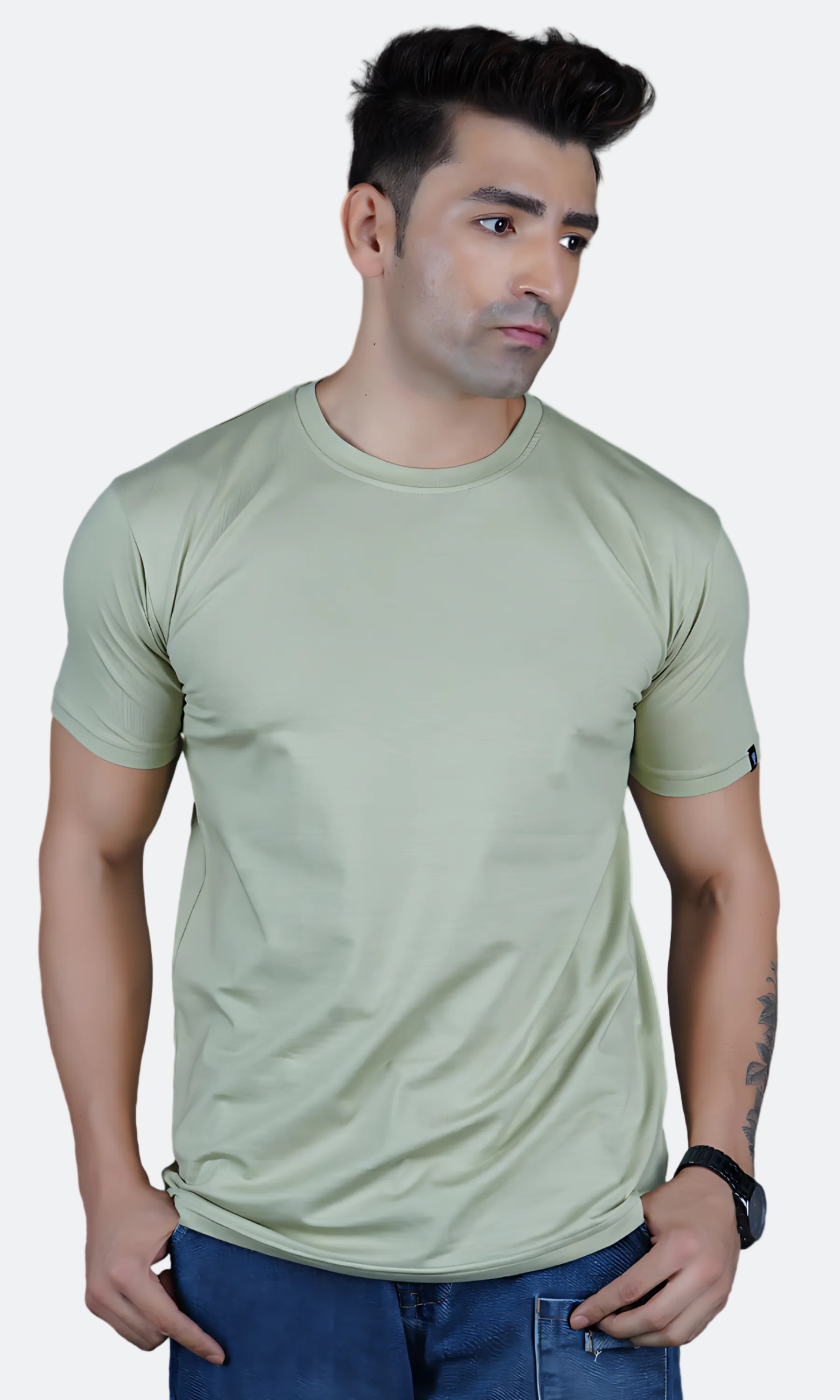 Pistachio Cotton Slim Fit T-shirt
