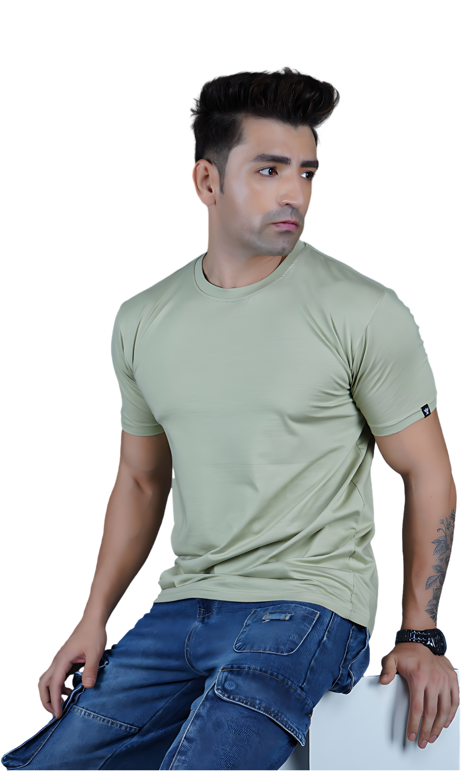 Pistachio Cotton Slim Fit T-shirt