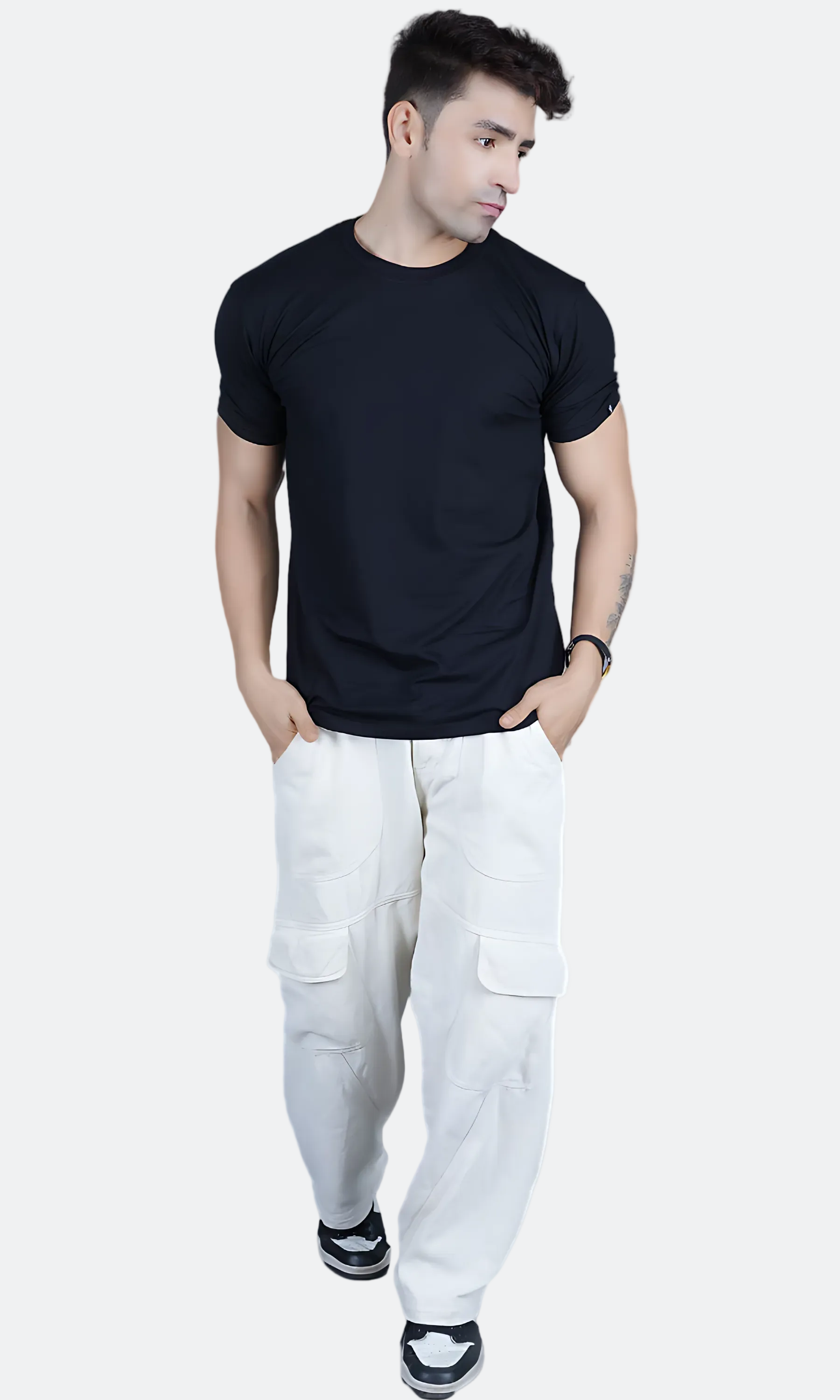 Black Cotton Slim Fit T-shirt