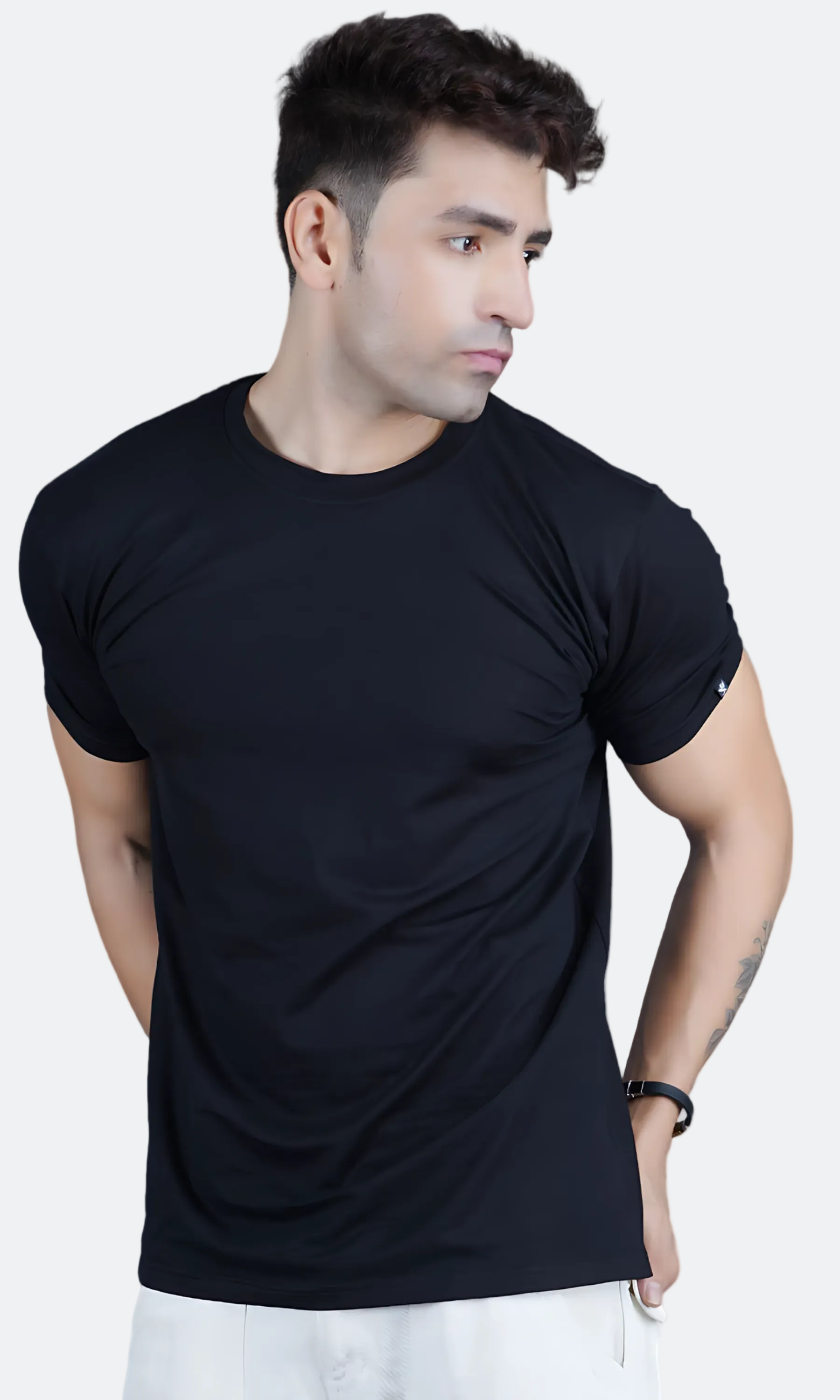 Black Cotton Slim Fit T-shirt