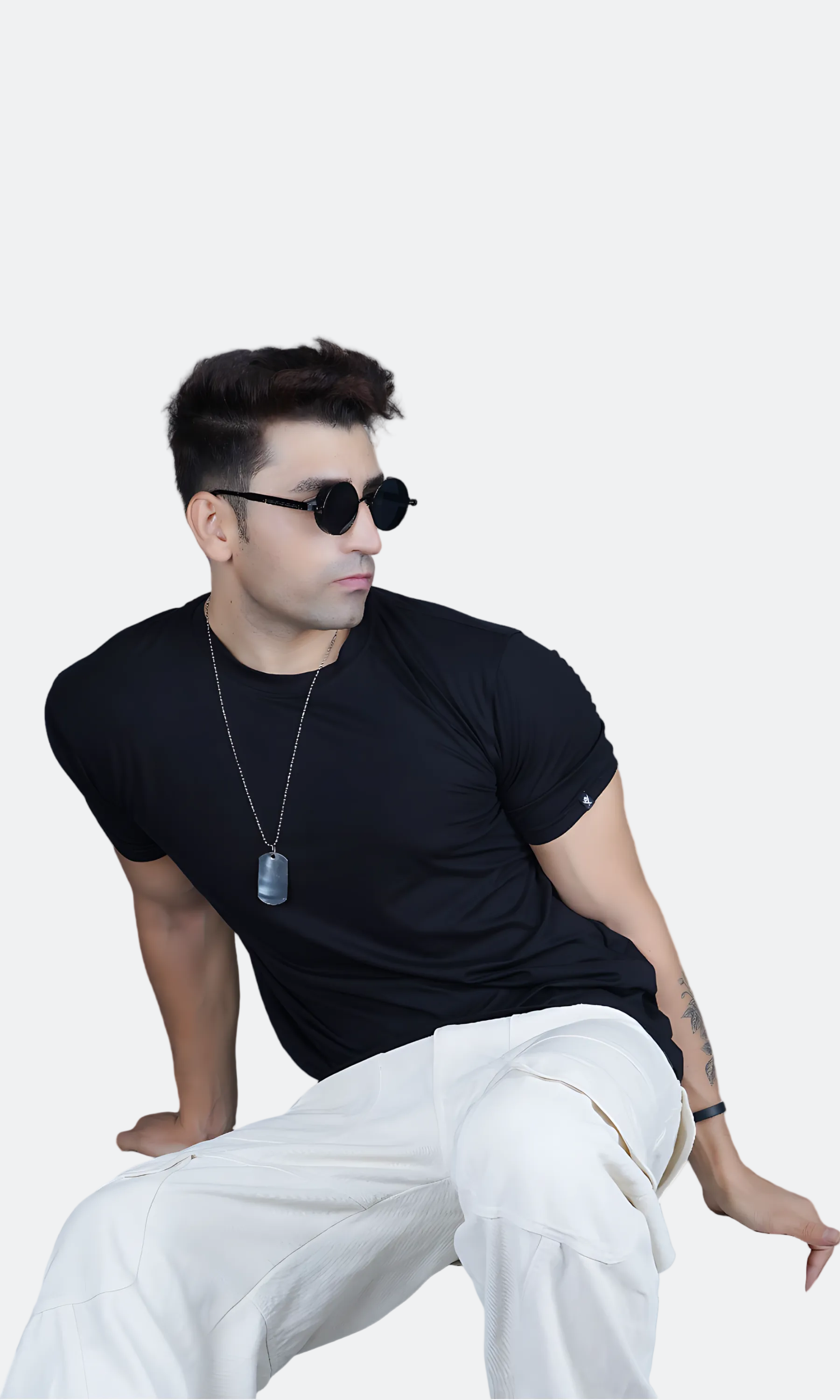Black Cotton Slim Fit T-shirt