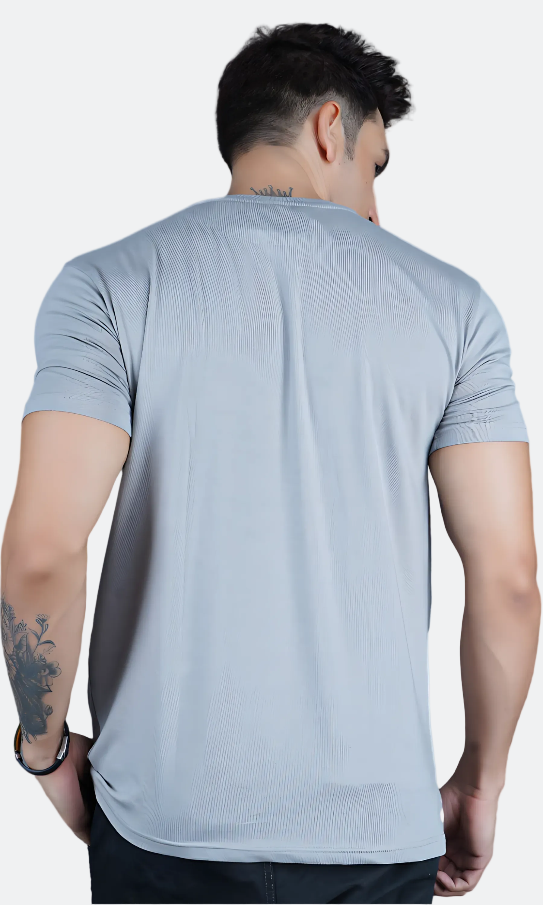 Gray Cotton Slim Fit T-shirt