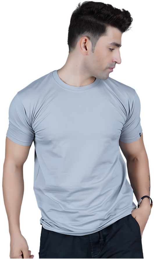 Gray Cotton Slim Fit T-shirt