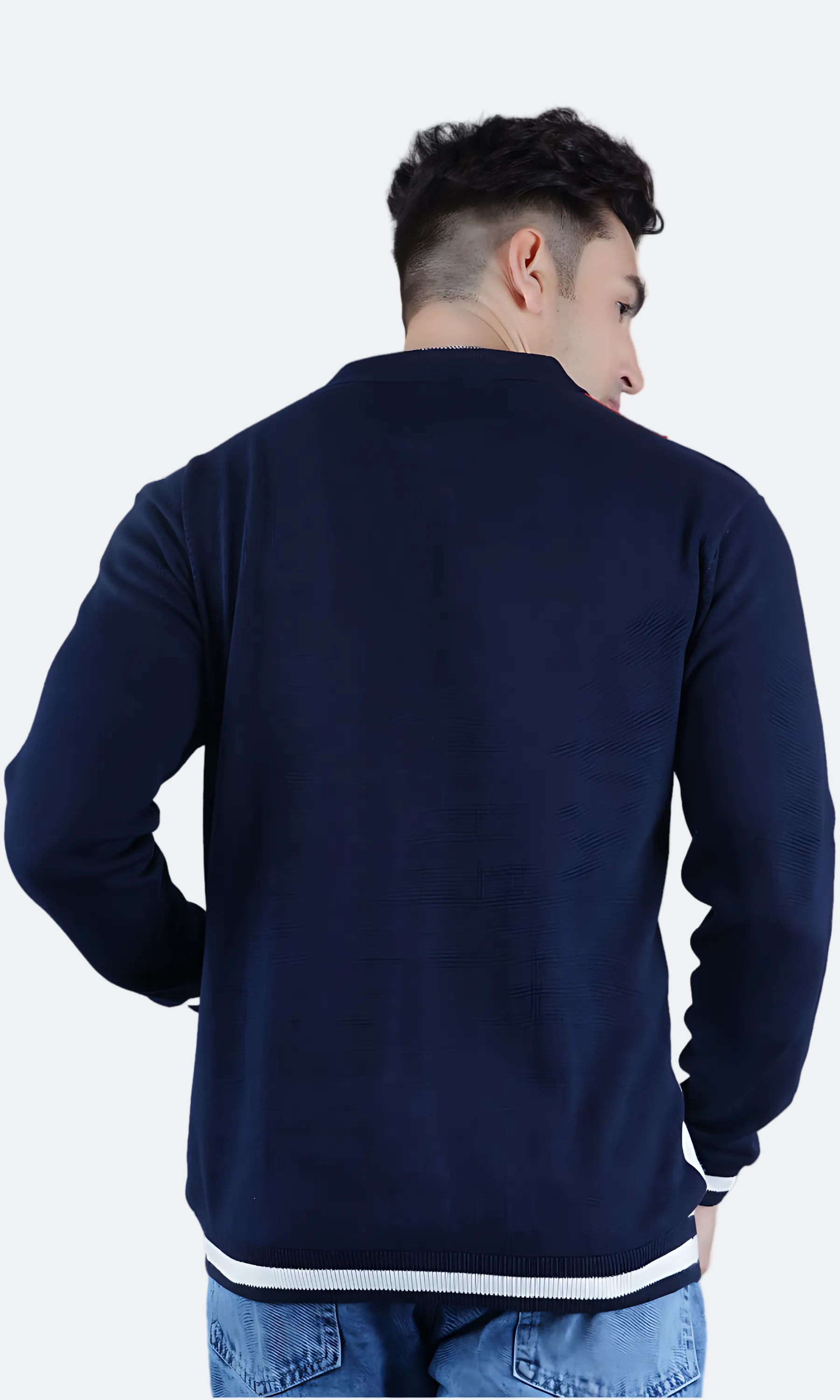 Navy Blue and Stripes Knitted Shirt