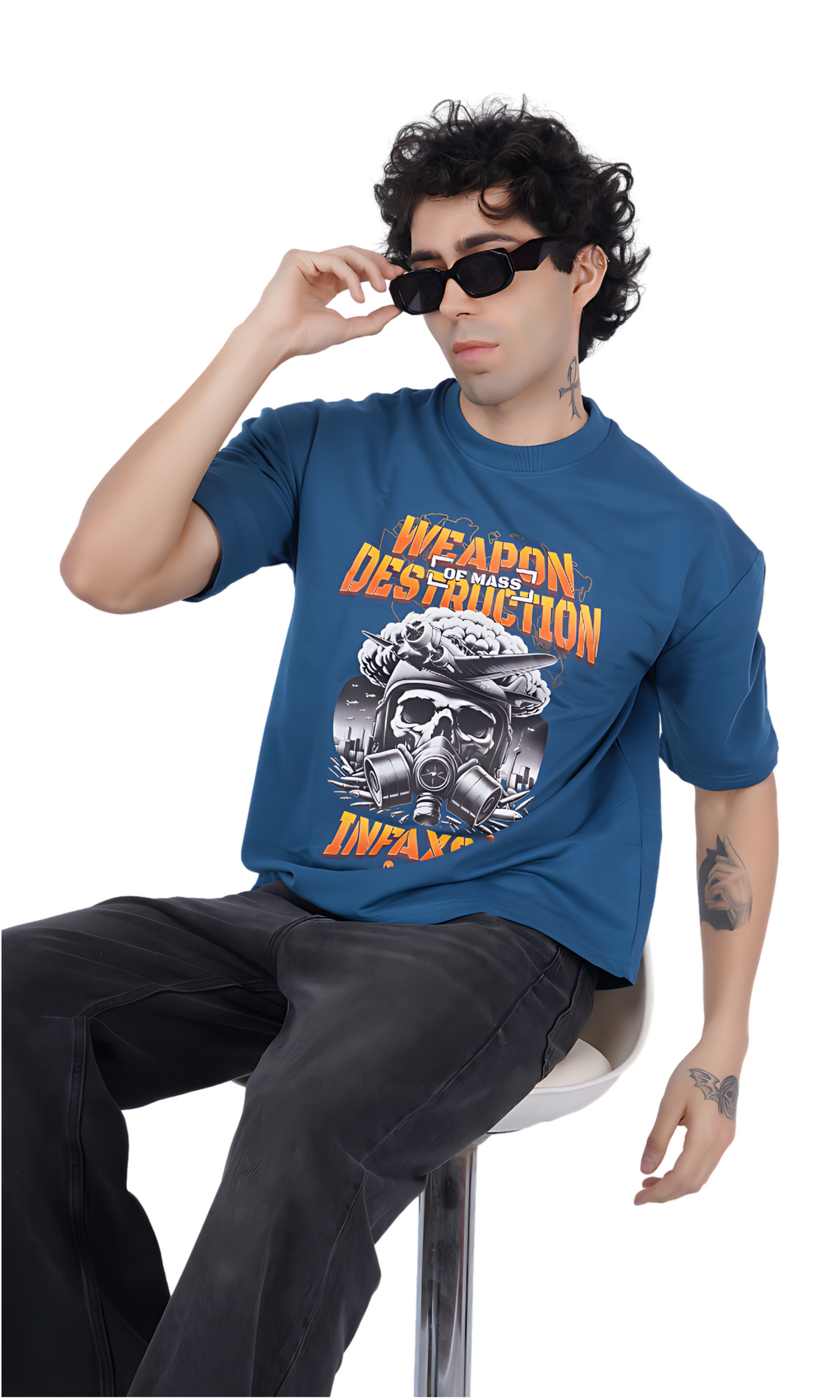 Weapon of Mass Destruction Blue Oversize T-shirt