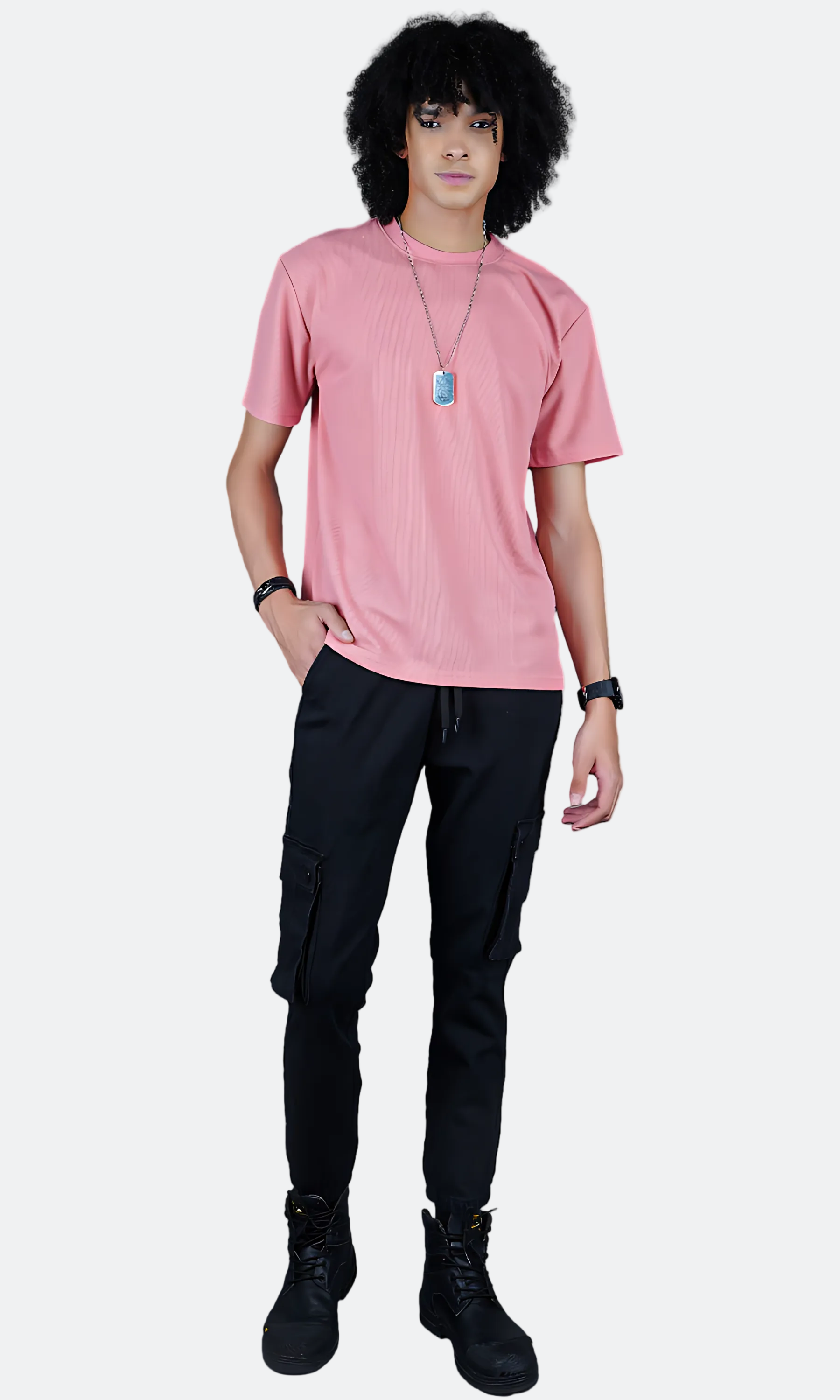 Peach Waffle Knit Oversize T-shirt