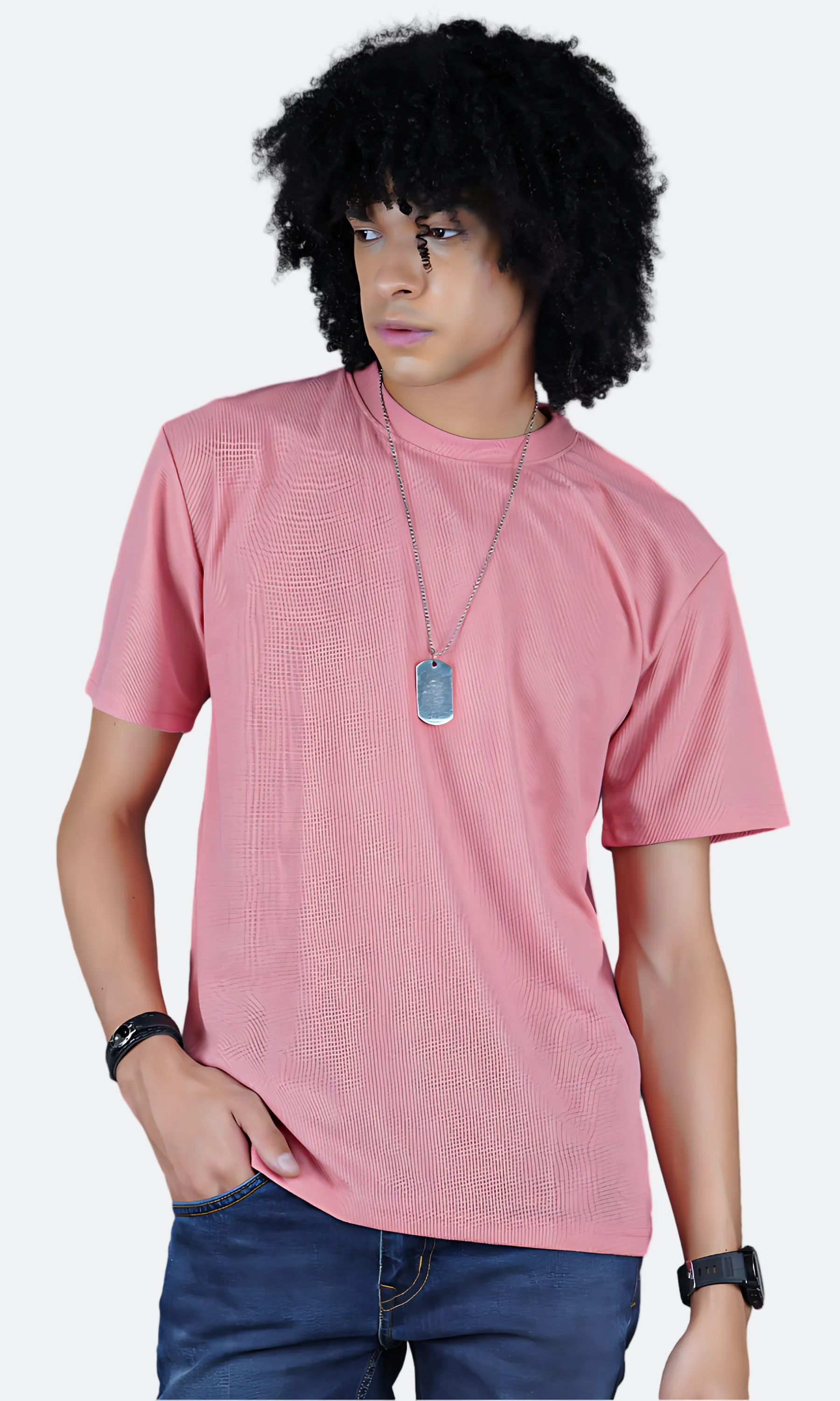 Peach Waffle Knit Oversize T-shirt