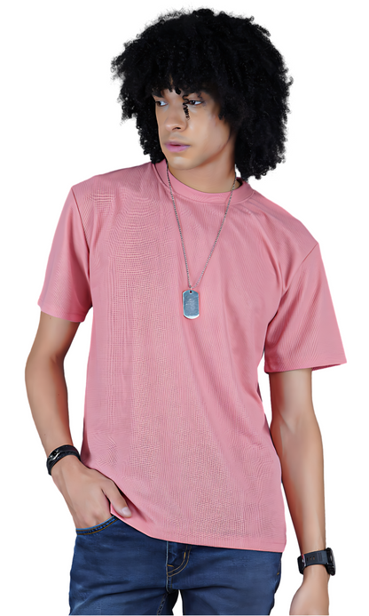 Peach Waffle Knit Oversize T-shirt