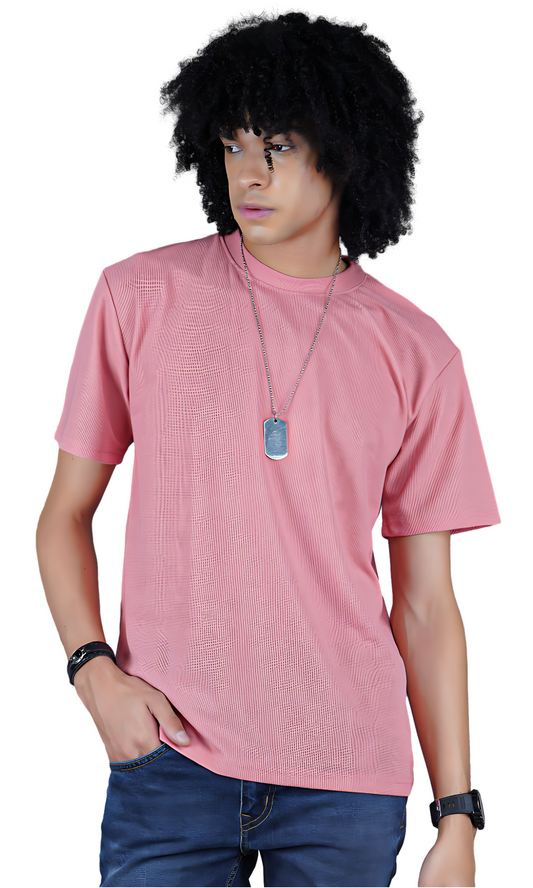 Peach Waffle Knit Oversize T-shirt