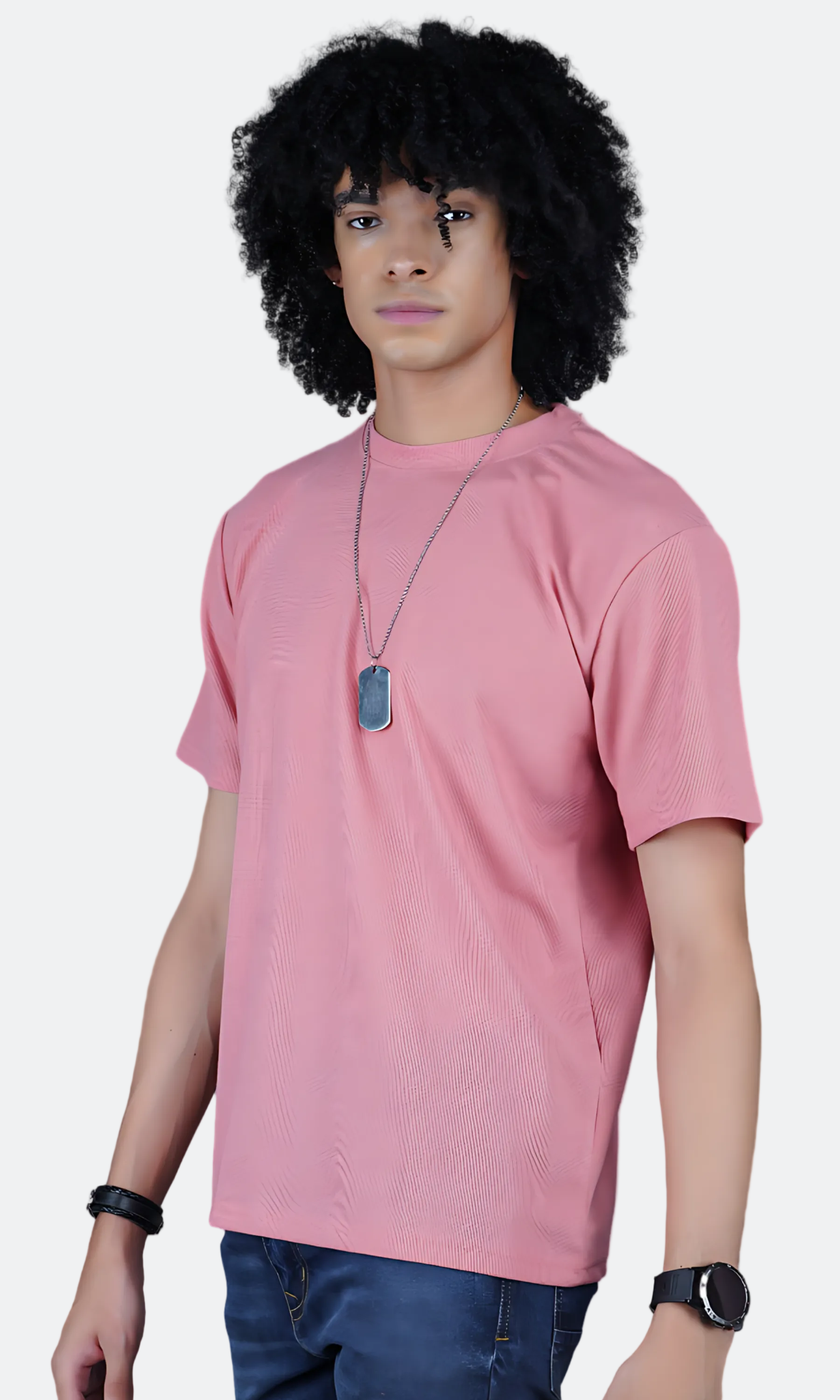 Peach Waffle Knit Oversize T-shirt