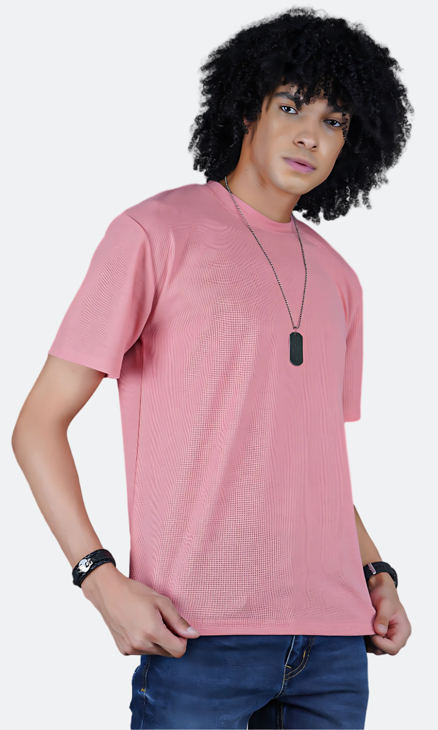 Peach Waffle Knit Oversize T-shirt